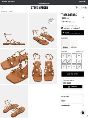 Steve Madden Cognac Lace-Up Gladiator Sandals with Gold Orbs